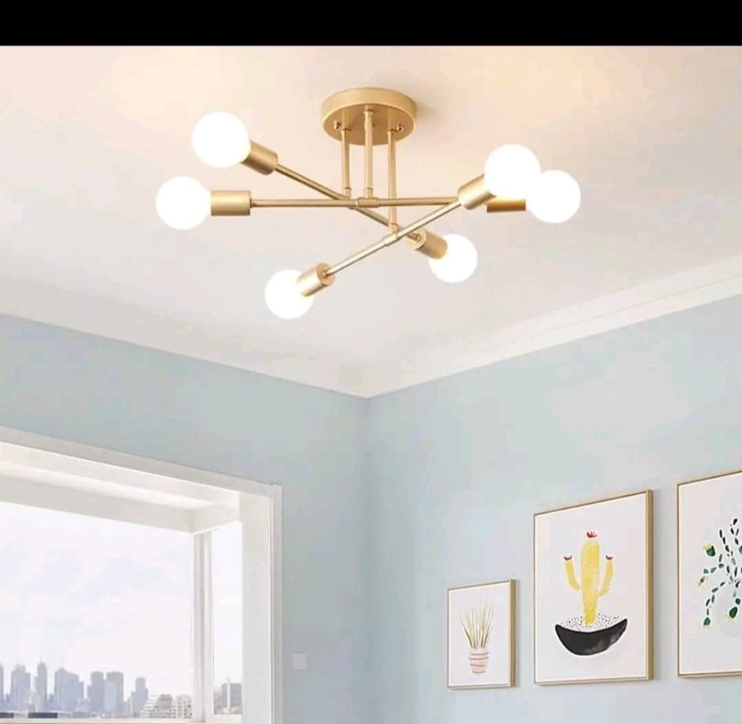 LÁMPARA COLGANTE DE TECHO "ARAÑA" DE 6 LUCES -